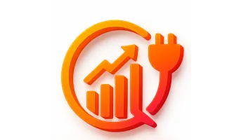 IQ4EV logo featuring an orange-to-red gradient circular plug cable surrounding an upward-trending bar graph with an arrow.
