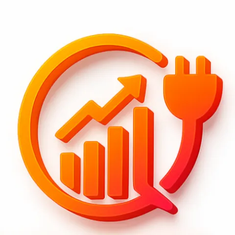 IQ4EV logo featuring an orange-to-red gradient circular plug cable surrounding an upward-trending bar graph with an arrow.