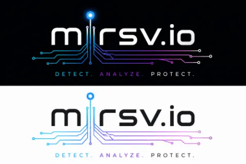 mirsv.io logo featuring a circuit-inspired lowercase "i" with a glowing AI node above it and the tagline "Detect. Analyze. Protect."
