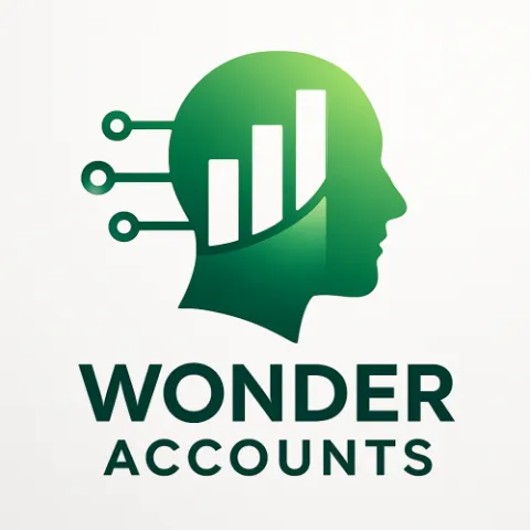 Wonder Accounts logo — a clean, modern wordmark featuring the brand name 'Wonder Accounts' in a professional sans-serif typeface, representing AI-powered accounting software for South African SMEs.
