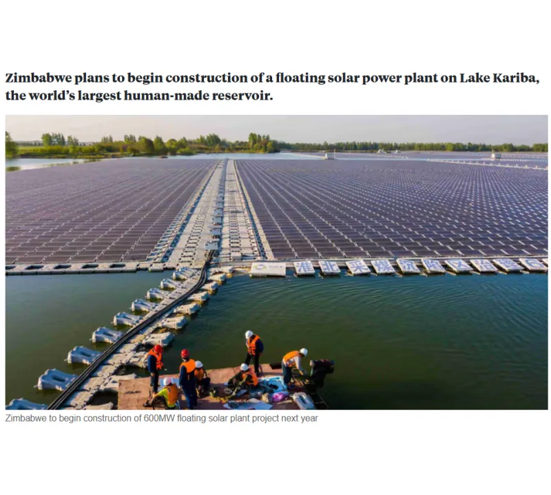 Zimbabwe to begin construction of 600MW floating solar plant project next year